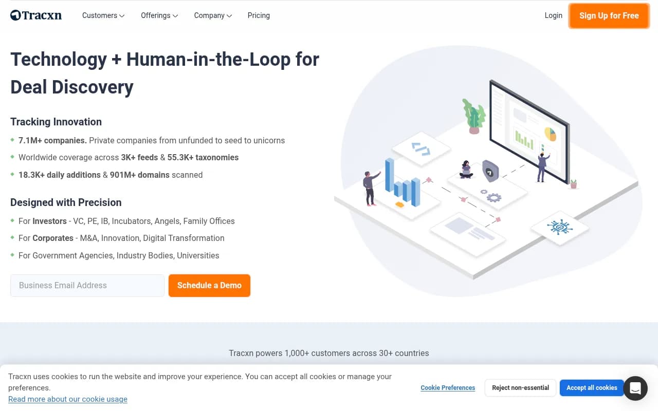 Screenshot of Tracxn website