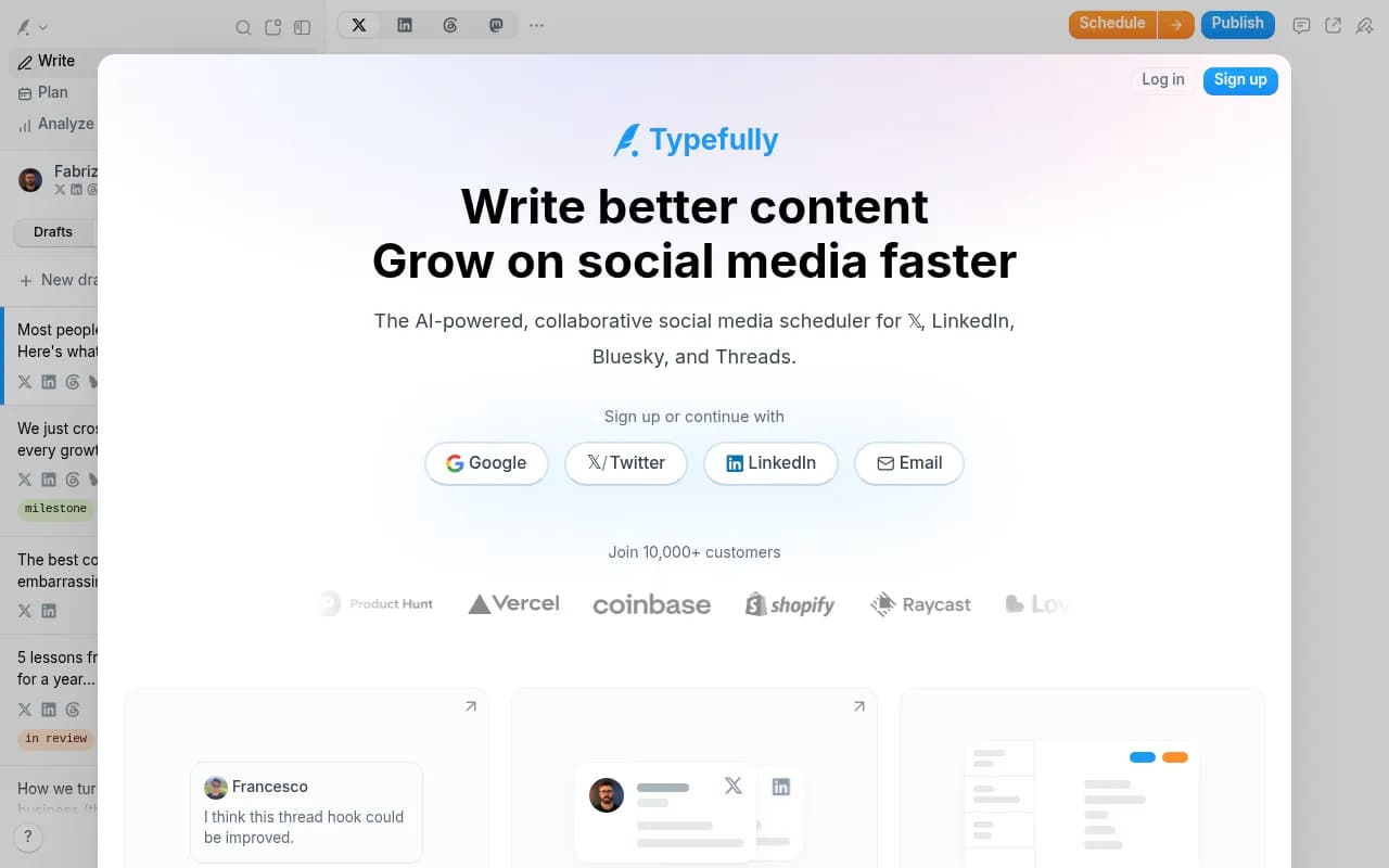 Screenshot of Typefully website