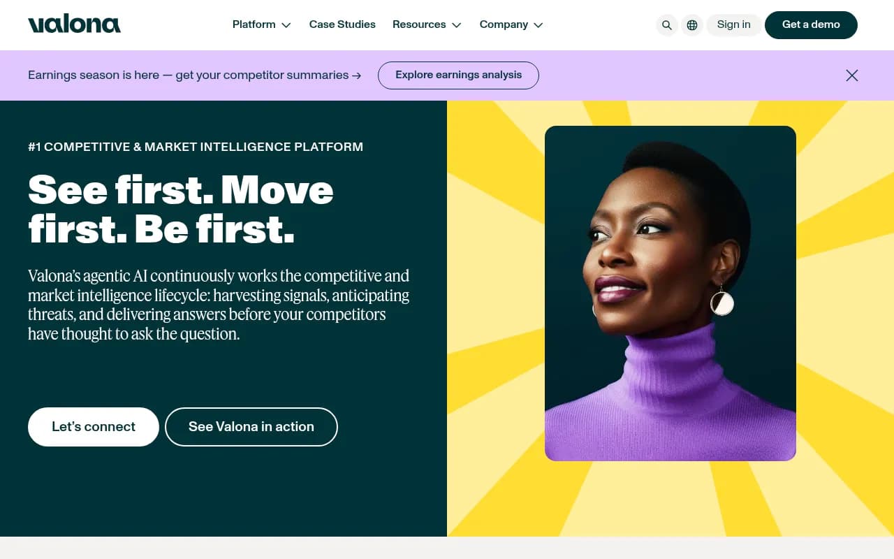 Screenshot of Valona Intelligence website