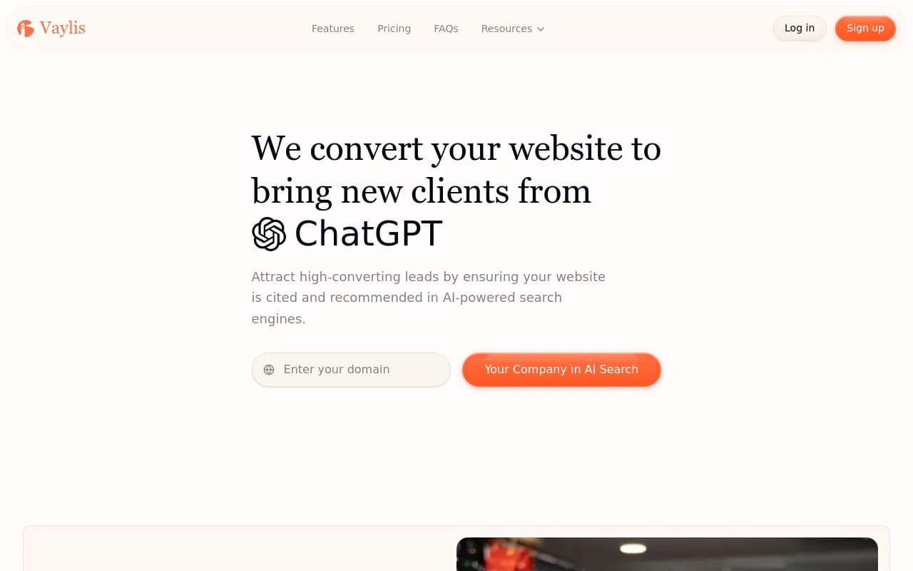 Screenshot of Vaylis website