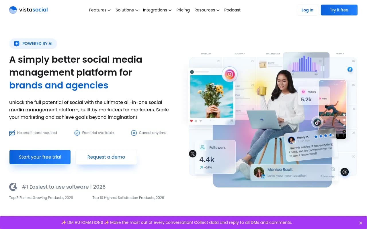 Screenshot of Vista Social website