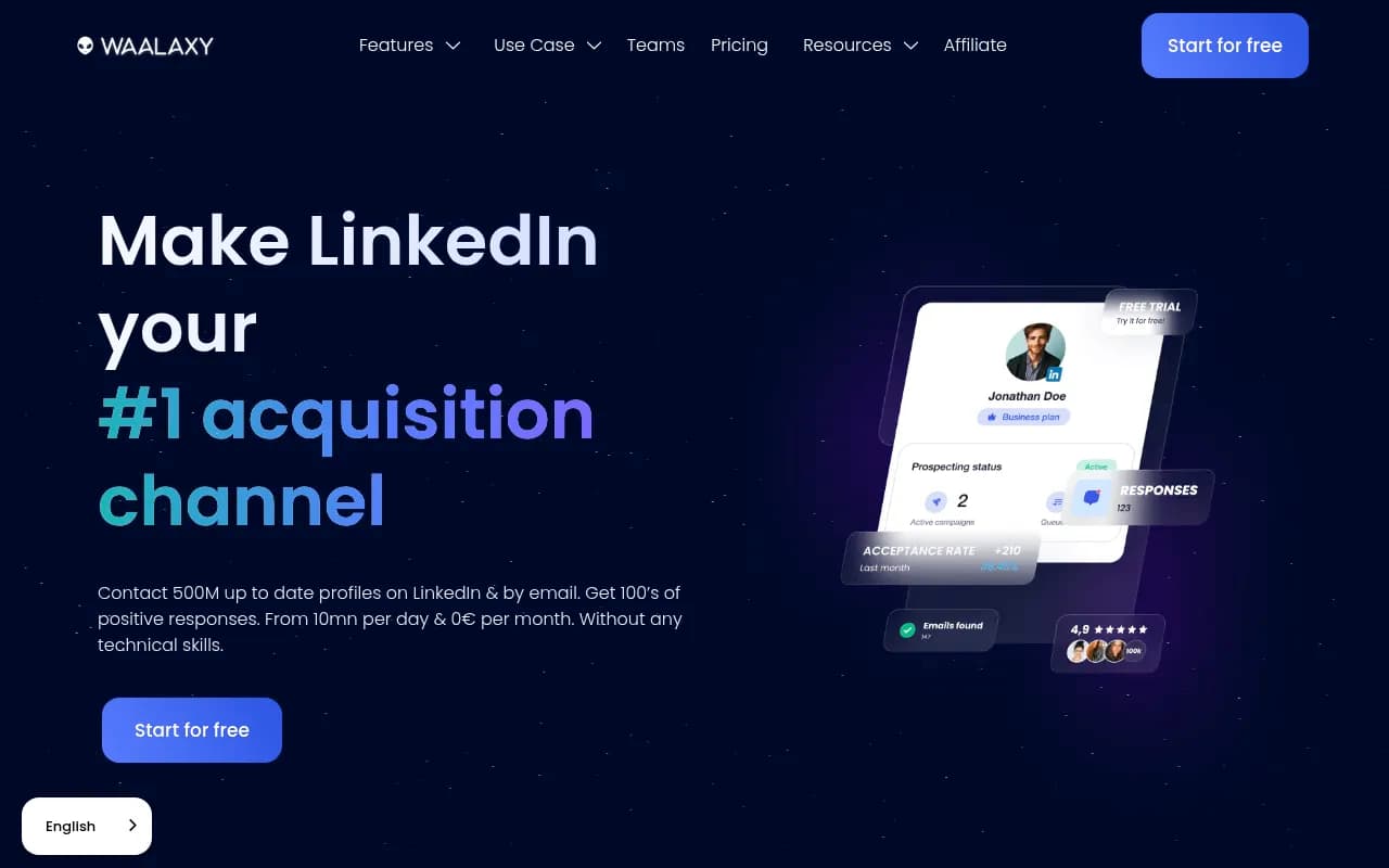 Screenshot of Waalaxy website