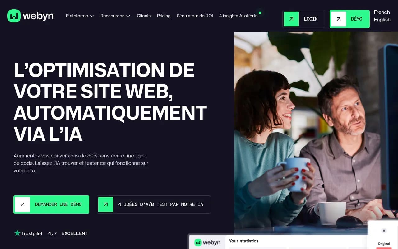Screenshot of Webyn AI website