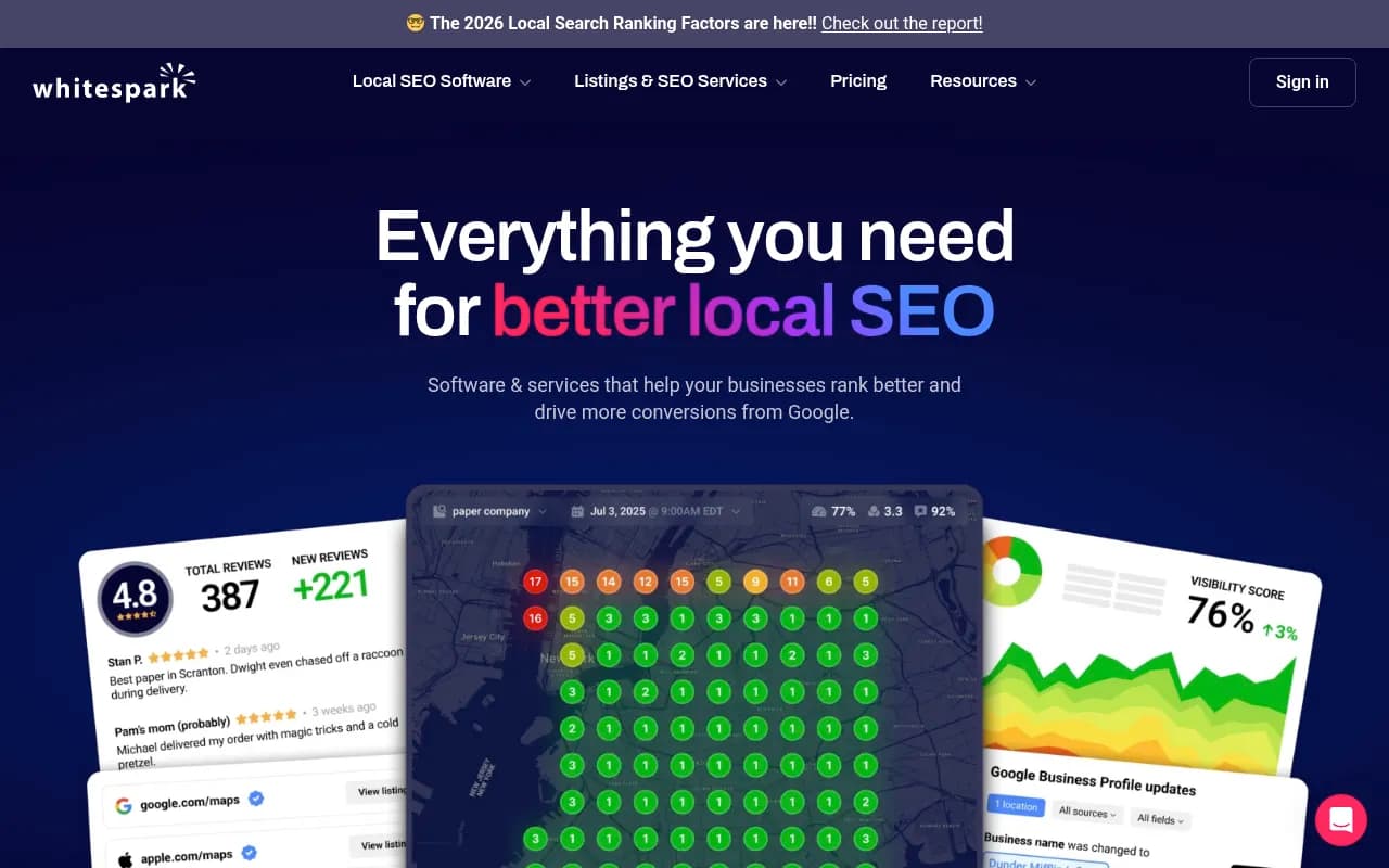 Screenshot of Whitespark website