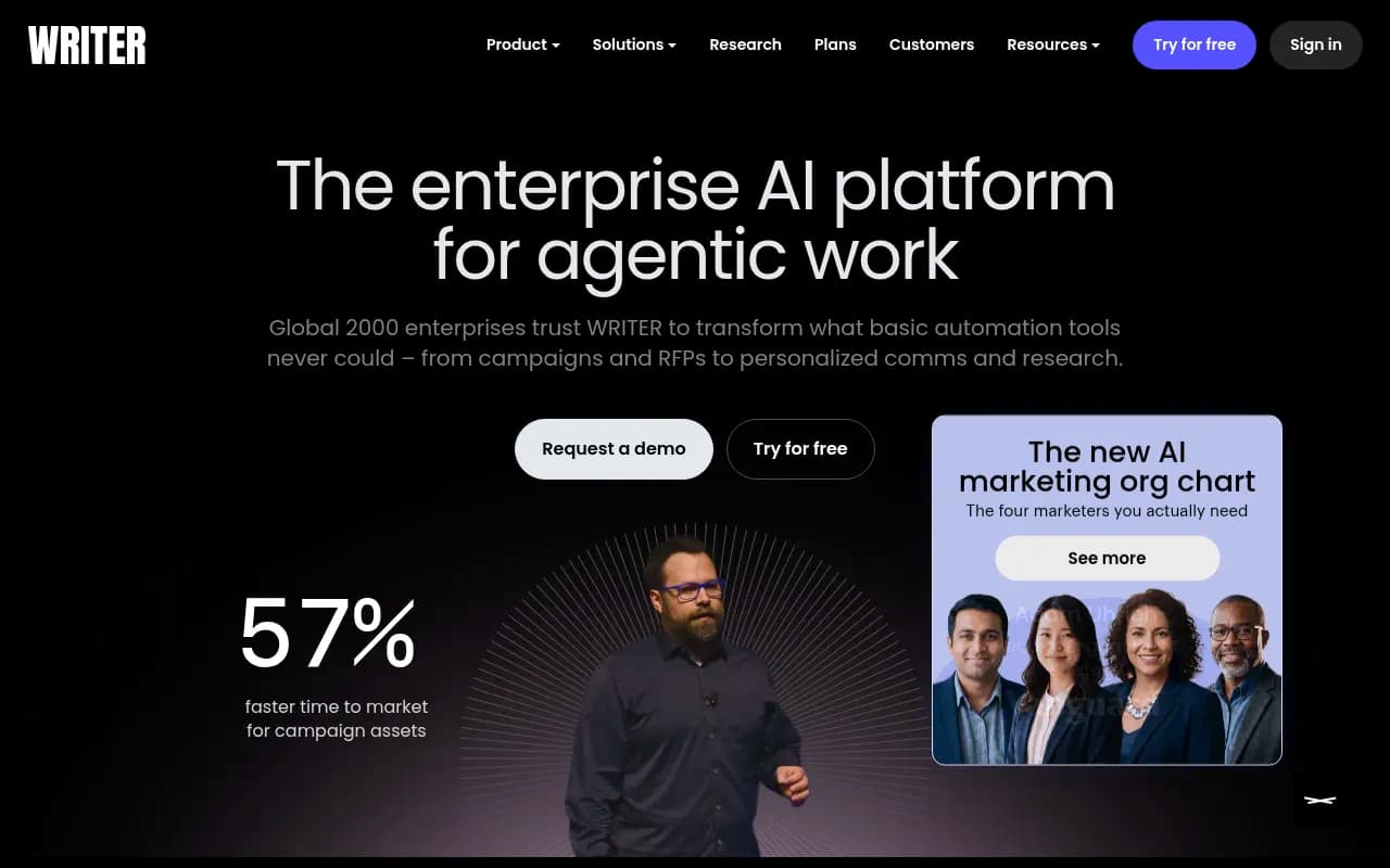 Screenshot of Writer website