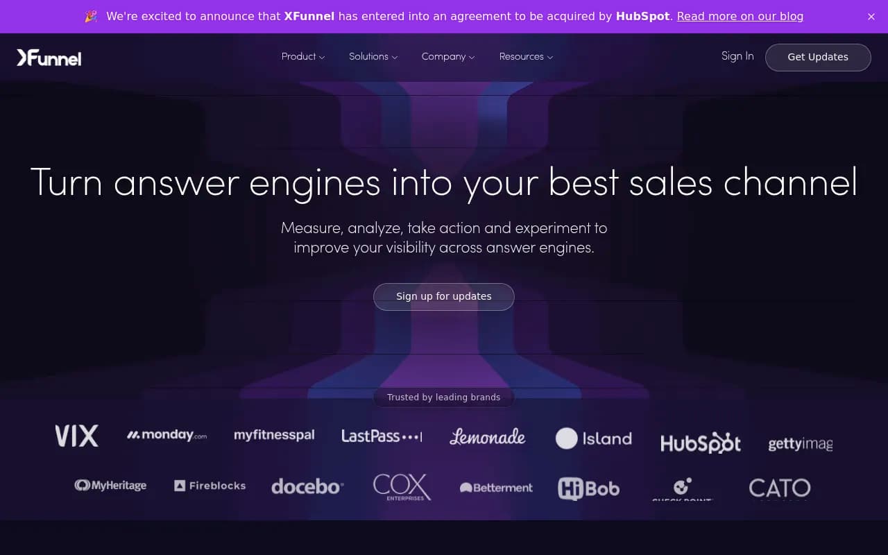 Screenshot of XFunnel website