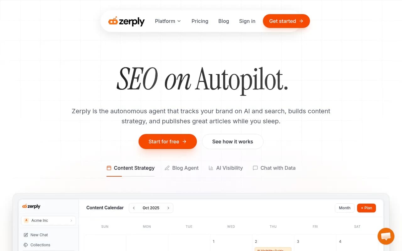 Screenshot of Zerply website